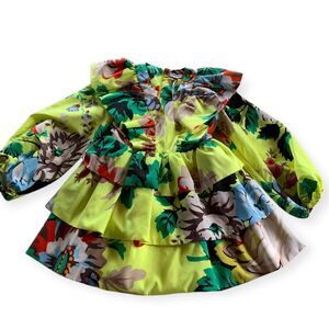 NWT Christopher John Rogers x Target Yellow Floral Tiered Mini Dress Ladies 2